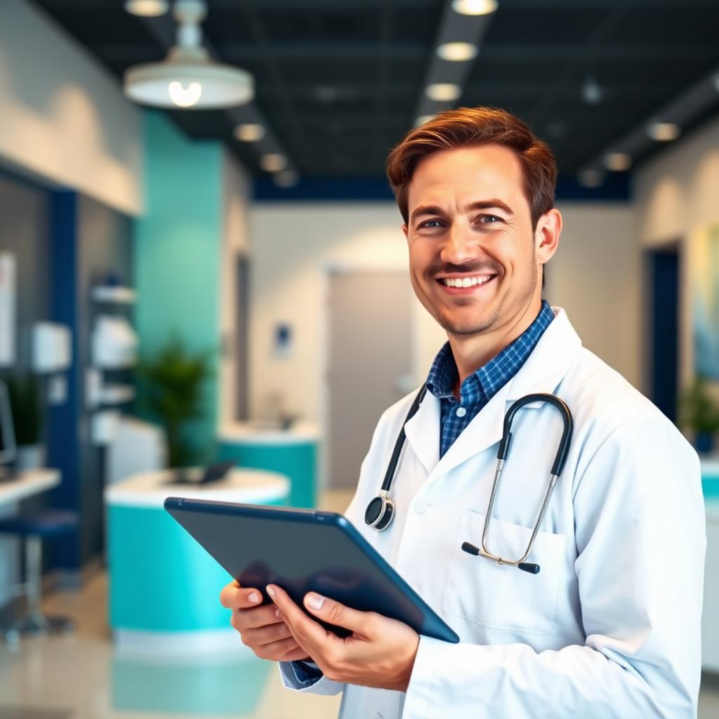 Médico tranquilo após adotar a Yoog