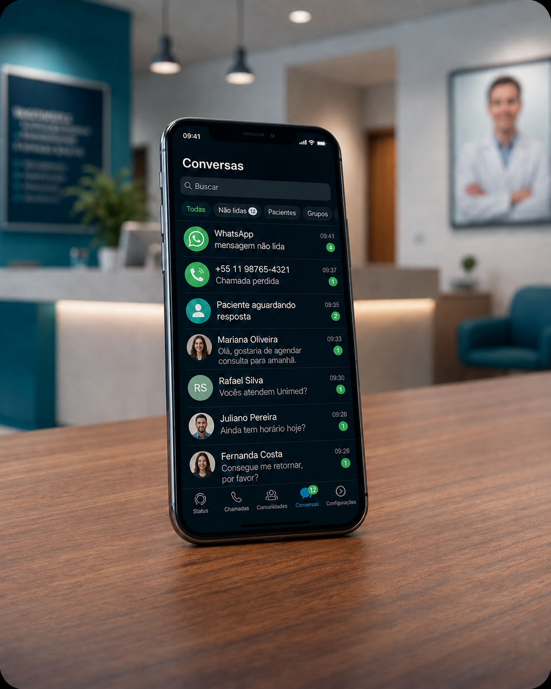 Celular com chamadas e mensagens perdidas na recepção